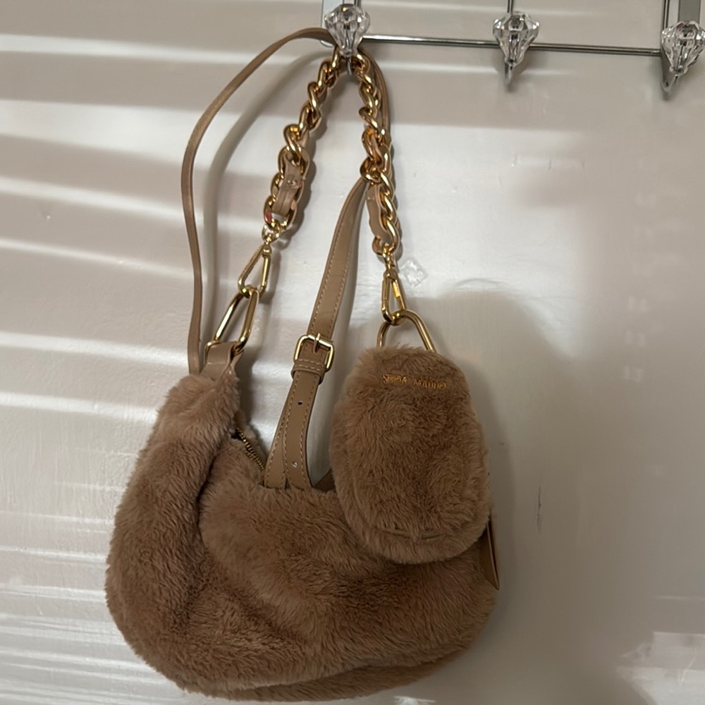 Steve Madden Tan Shoulder Bag with Chain Detail